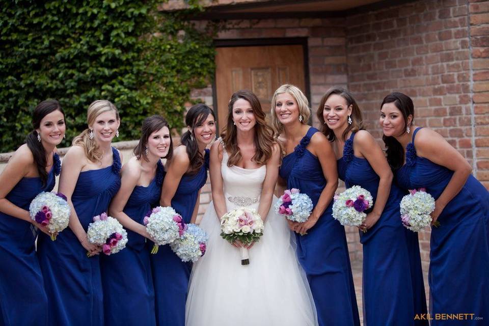 The bride with her bridesmaids