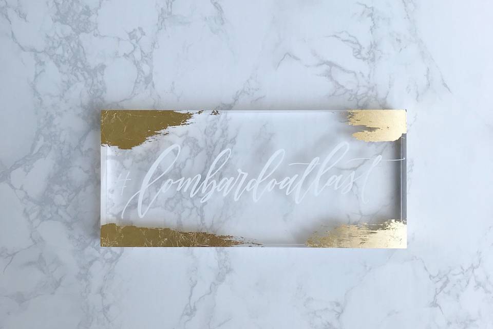 Gold leaf acrylic hashtag sign