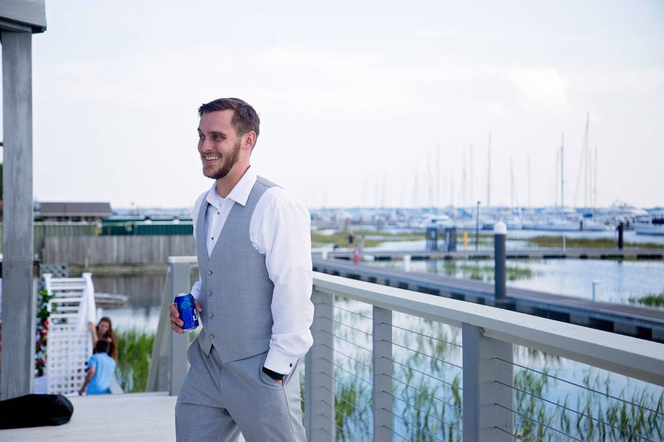 Groom getting ready