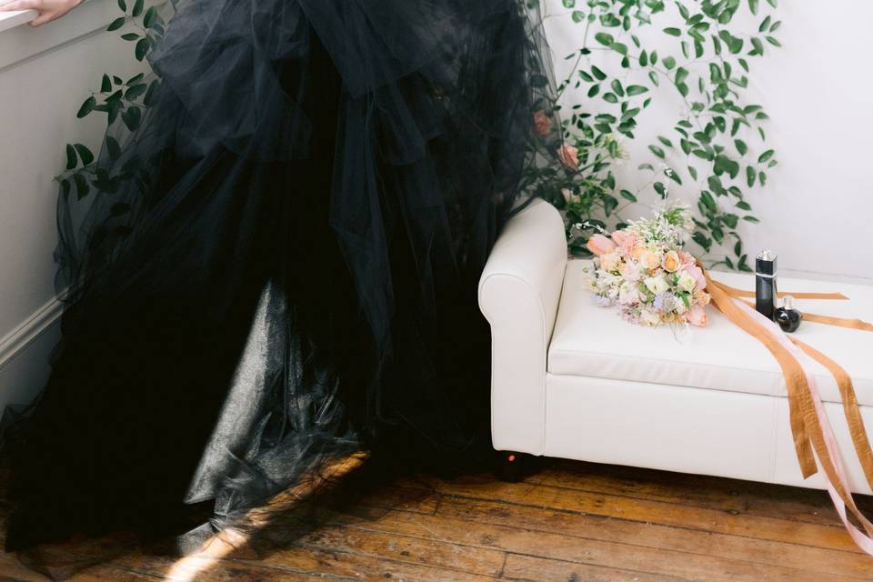 Photo shoot black bridal dress