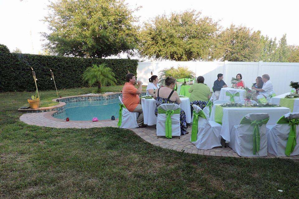 Poolside civil ceremony small wedding
