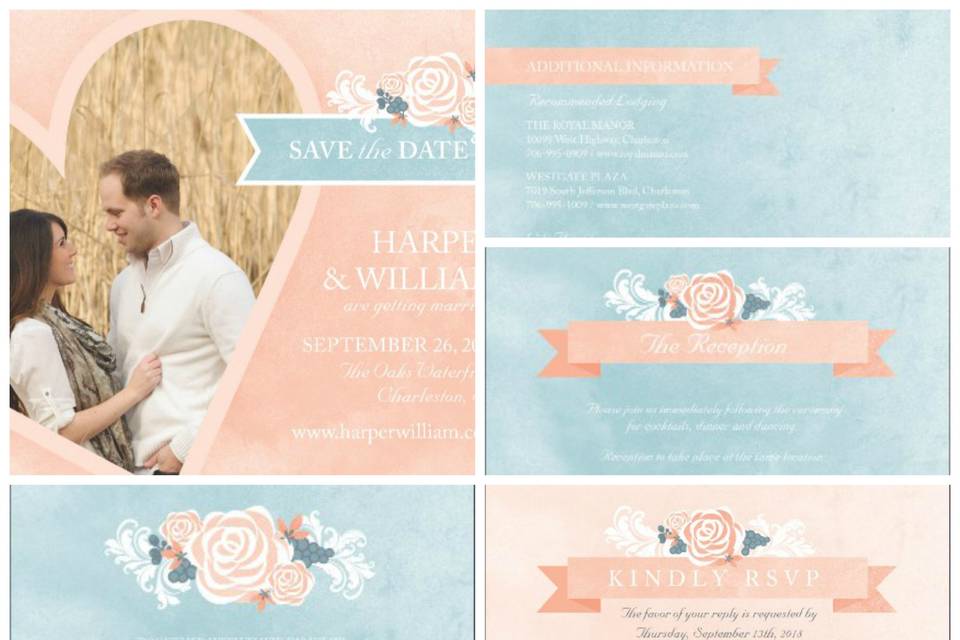 Blue and pink bohemian Wedding design by 123Print - 