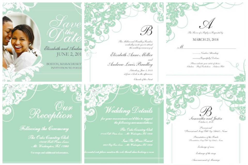 Green and white classic Wedding design by 123Print - 