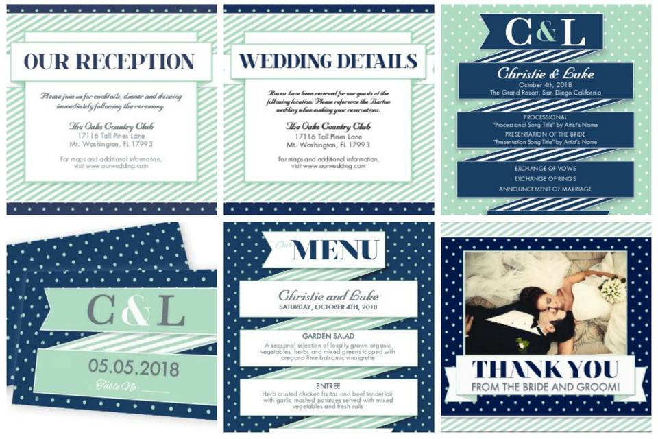 Blue, green and white modern Wedding design by 123Print - 