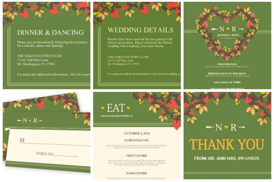 Green, yellow and red bohemian Wedding design by 123Print - 