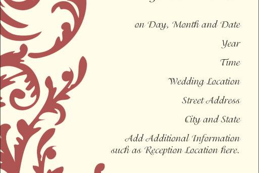 Flirty Marsala Swirl Wedding Invitation at 123Print