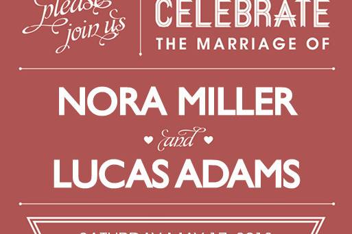 Bride Groom Billboard Marsala Wedding Invitation at 123Print