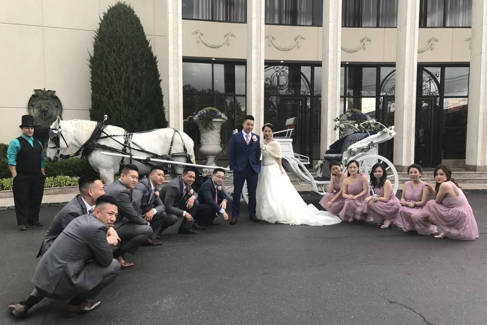 Newlyweds and the wedding attendants