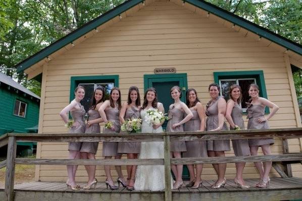 The bride with her bridesmaids