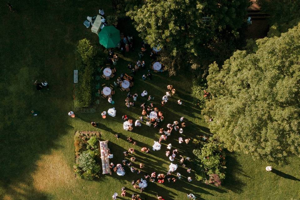Aerial view of cocktail hour