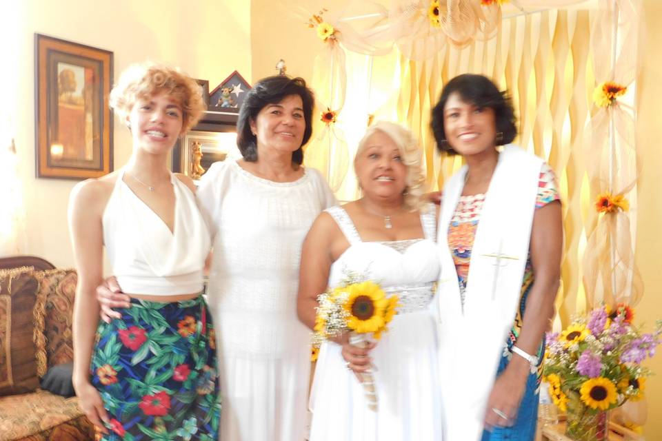 Gloria and Maribel with their niece and AnaMarie (officiant).