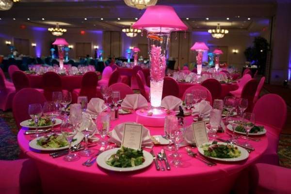 Hot Pink Lighted Lamp Shade Centerpiece