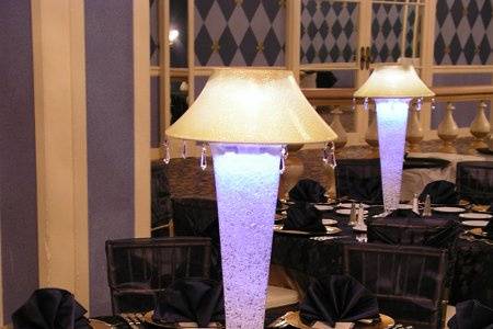 White Lighted Lamp Shade Centerpiece