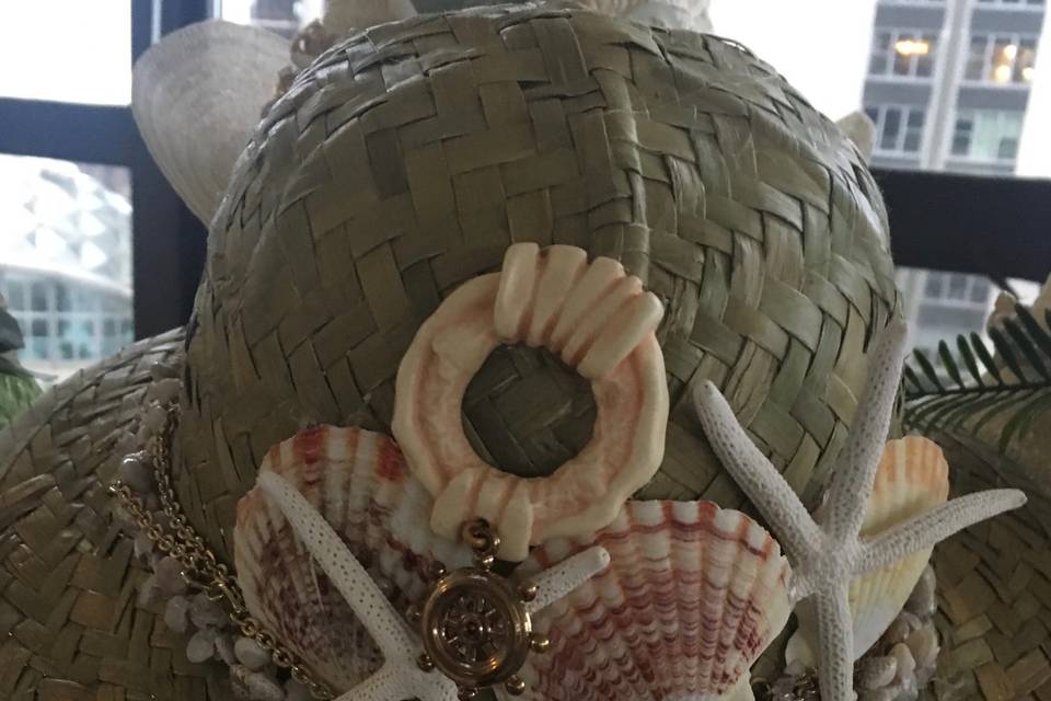 Seashells embellished on hat
