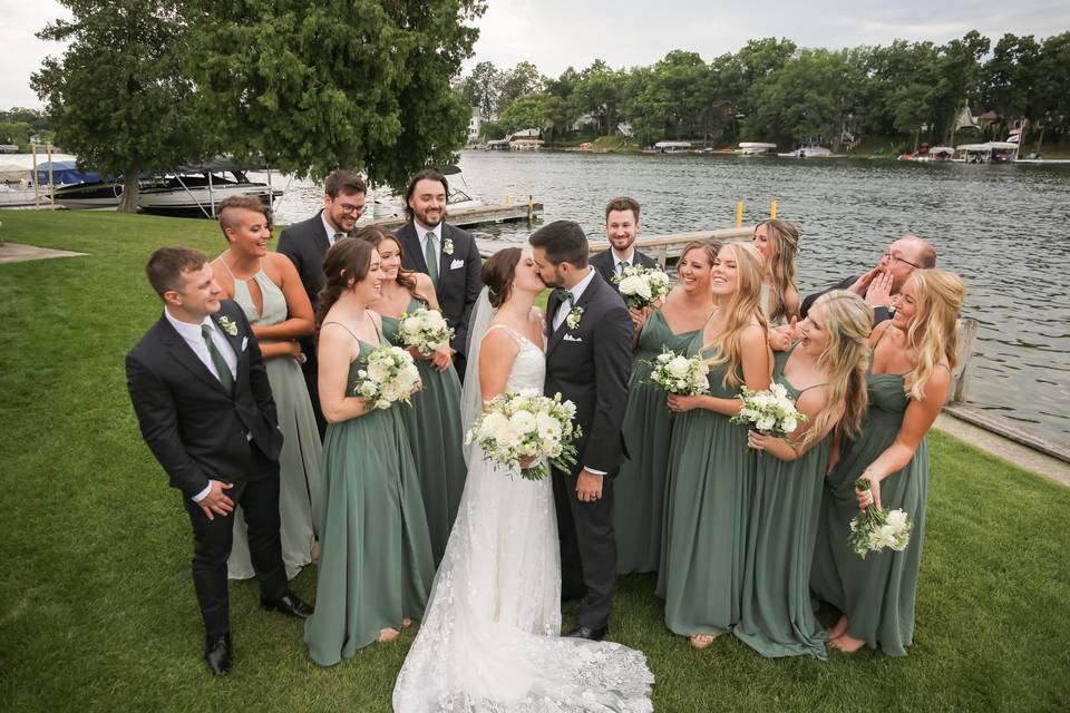 Sage and Navy wedding party