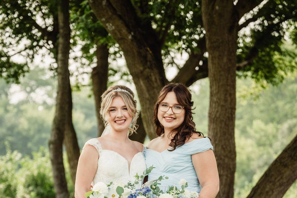 Dusty blue bridal bouquets