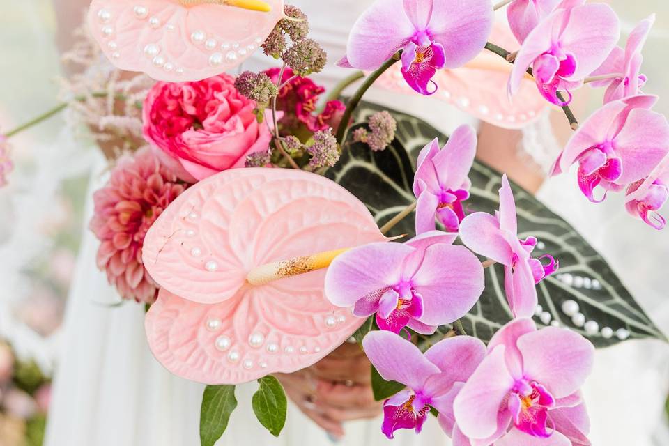 Pearls and Anthurium bokay!
