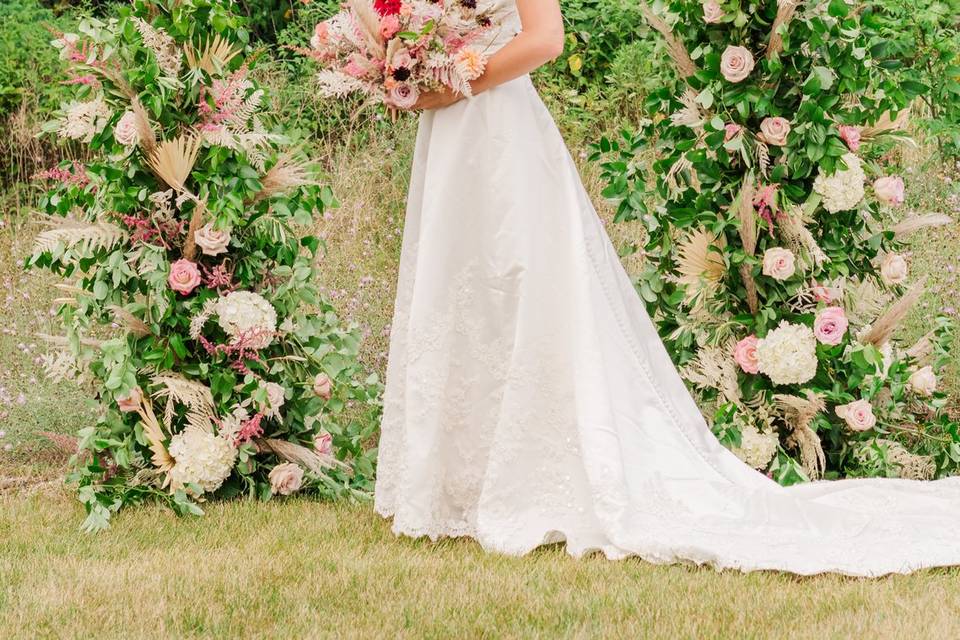 Floral pillars summer wedding