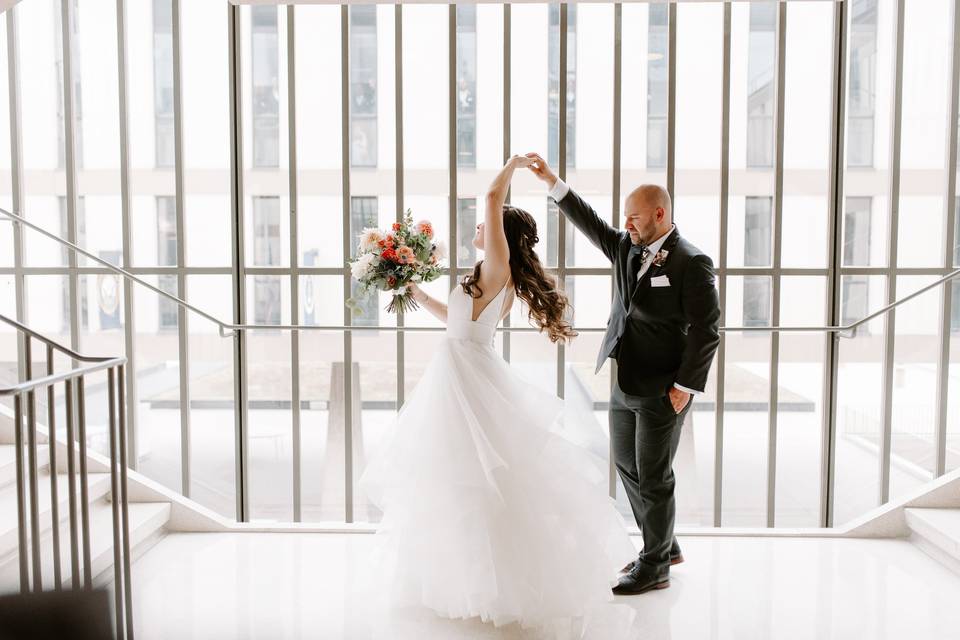 Bride and Groom twirl