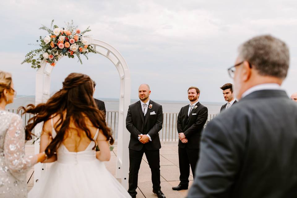 Outdoor arch on Lake Michigan