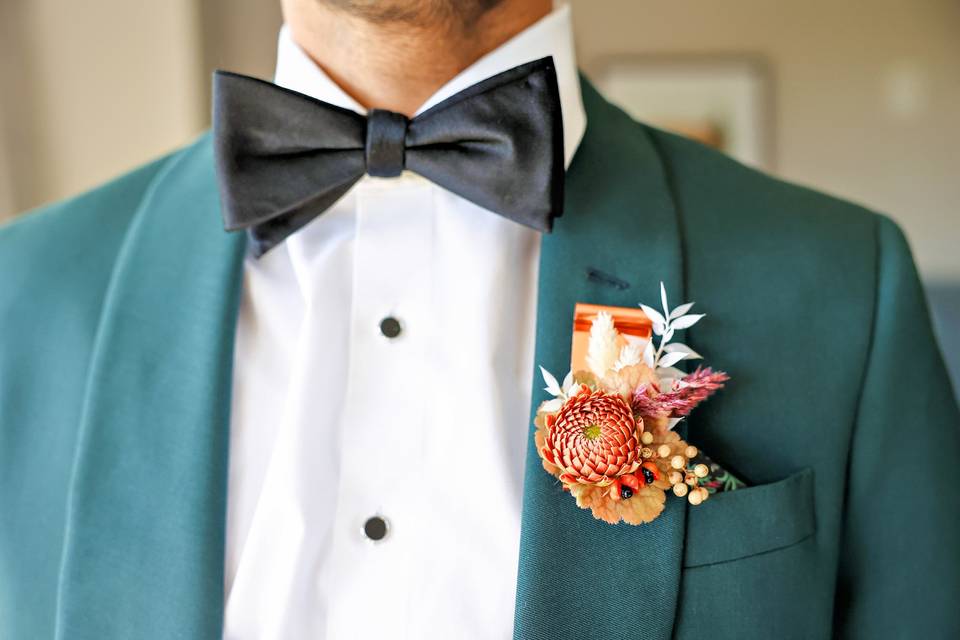 Groom boutonniere copper