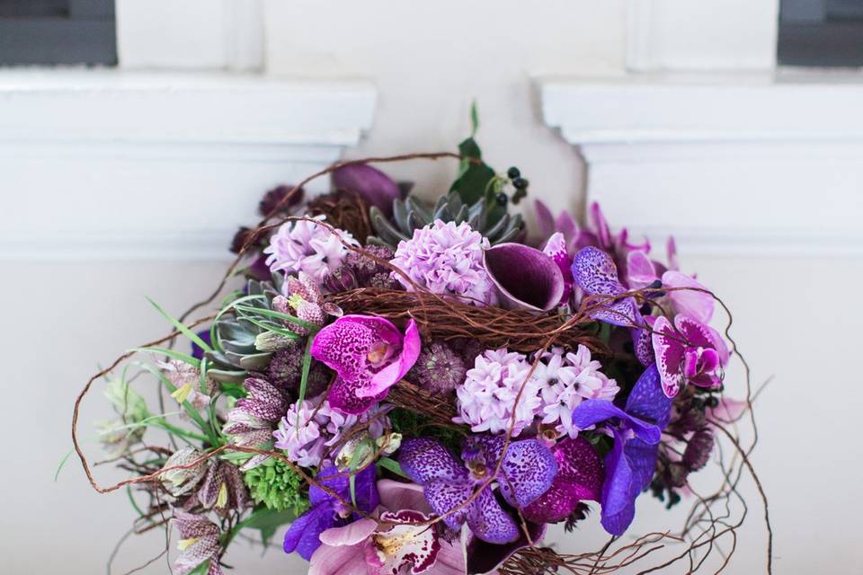 Organic purple bridal bouquet