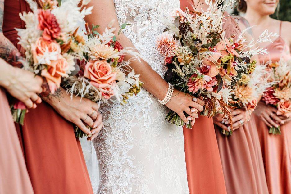 Terracotta themed bridal party