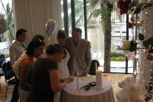 The signing of the marriage license. It is official!
