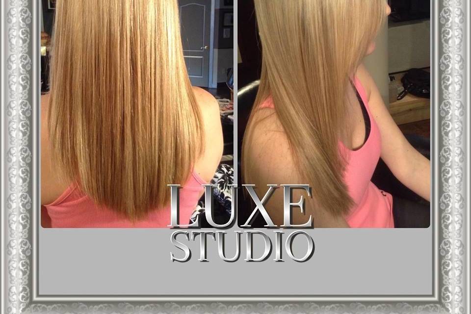 Undetectable microlink extensions matching client's haircolor to create a natural blend.