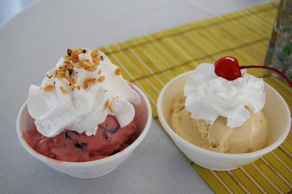 Ice cream with cherry on top