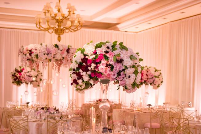 Table set-up with floral centerpiece