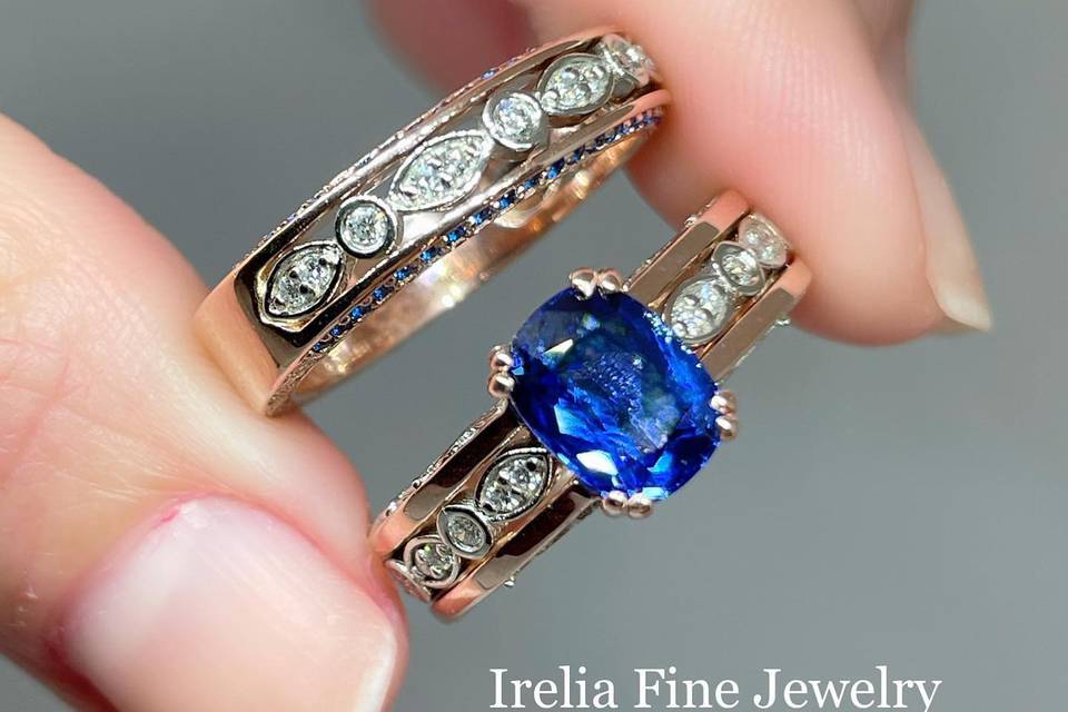 Lab Sapphire Engagement Ring