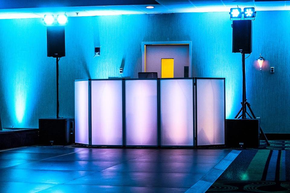 DJ Booth with Uplighting