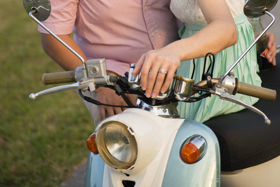 Couple on their Vespa