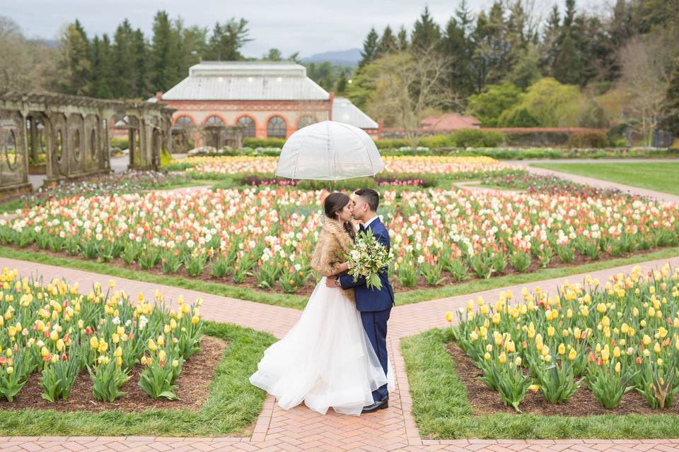 Kissing by the garden