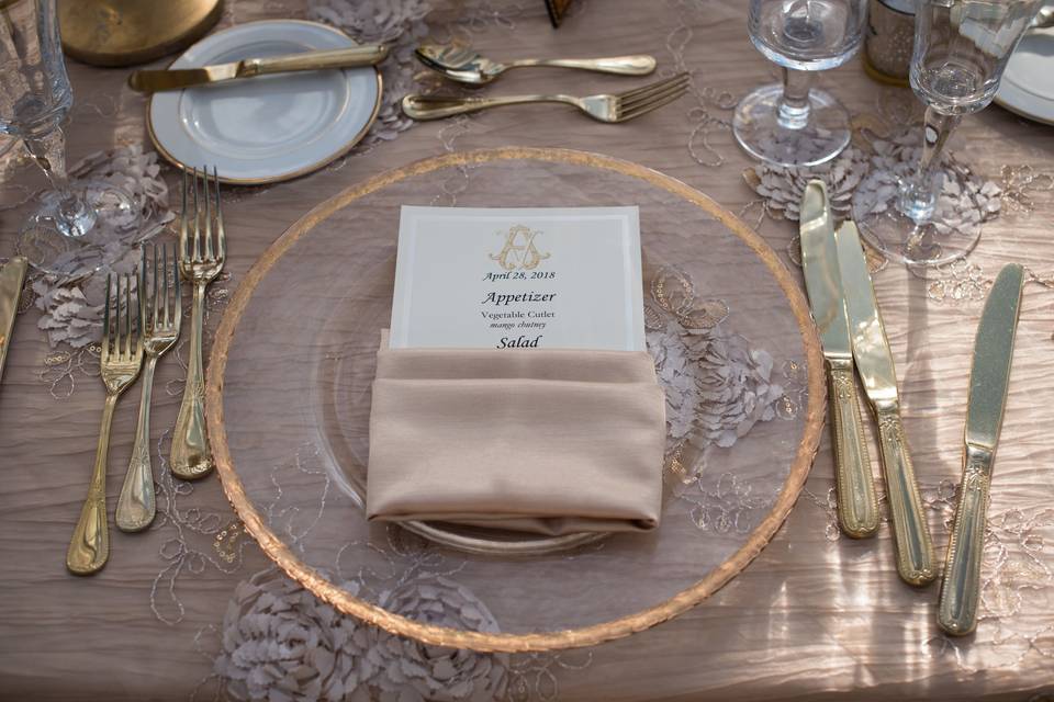 Table setting and menu card