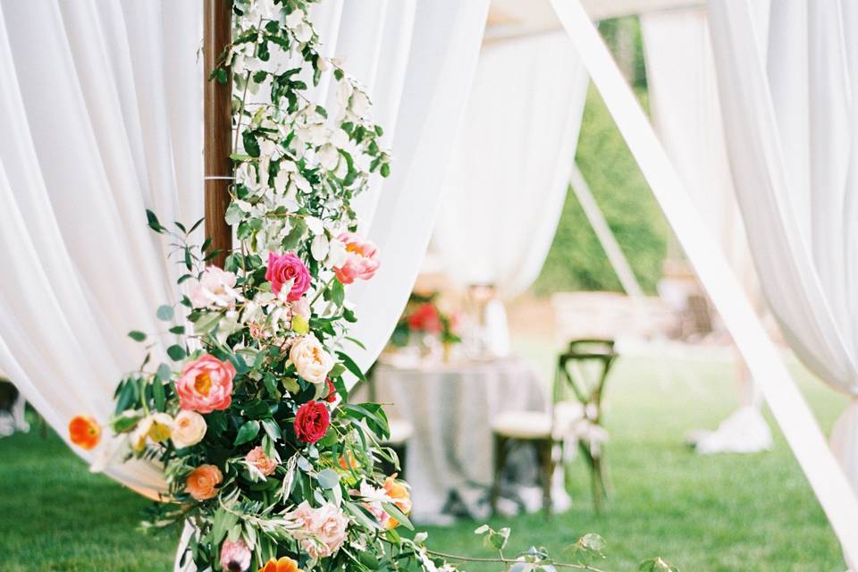 Floral decor and lanterns