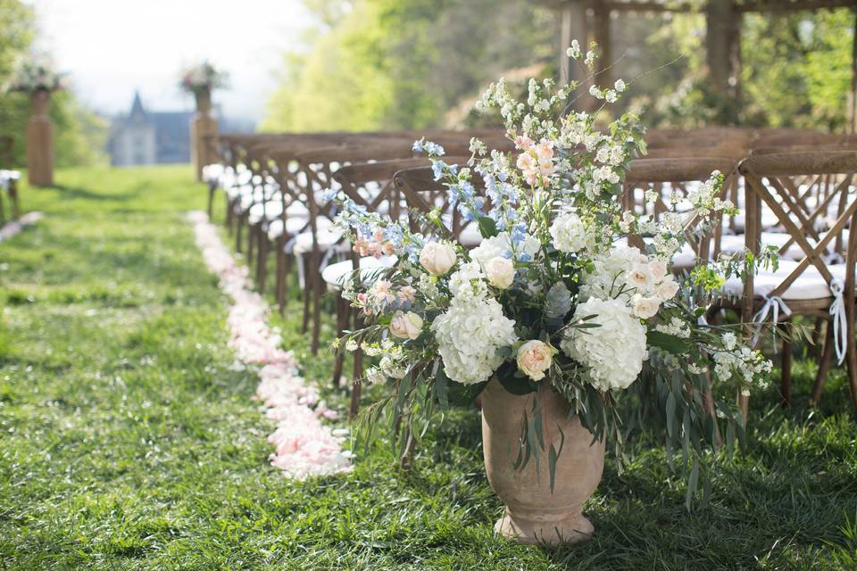 Rustic ceremony setup