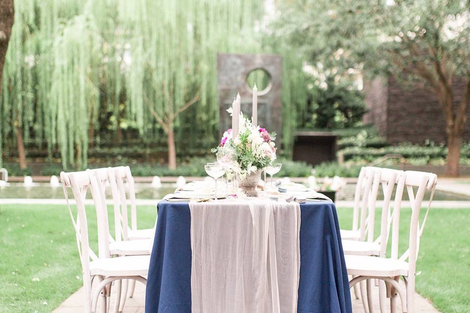 Hand-dyed silk table runners