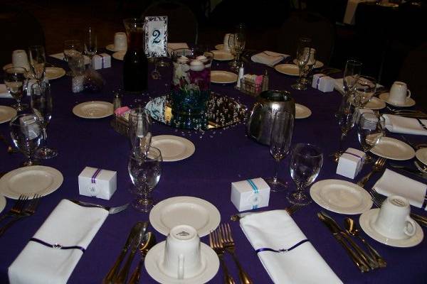 Table setup with centerpiece