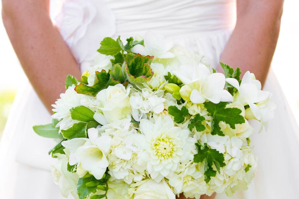 The bride and her bouquet