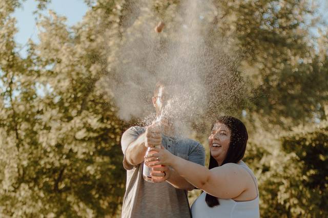 Popping bubbly at the lake