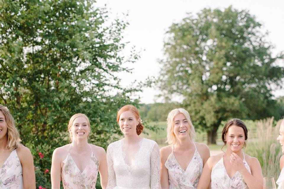 Bride and her happy maids