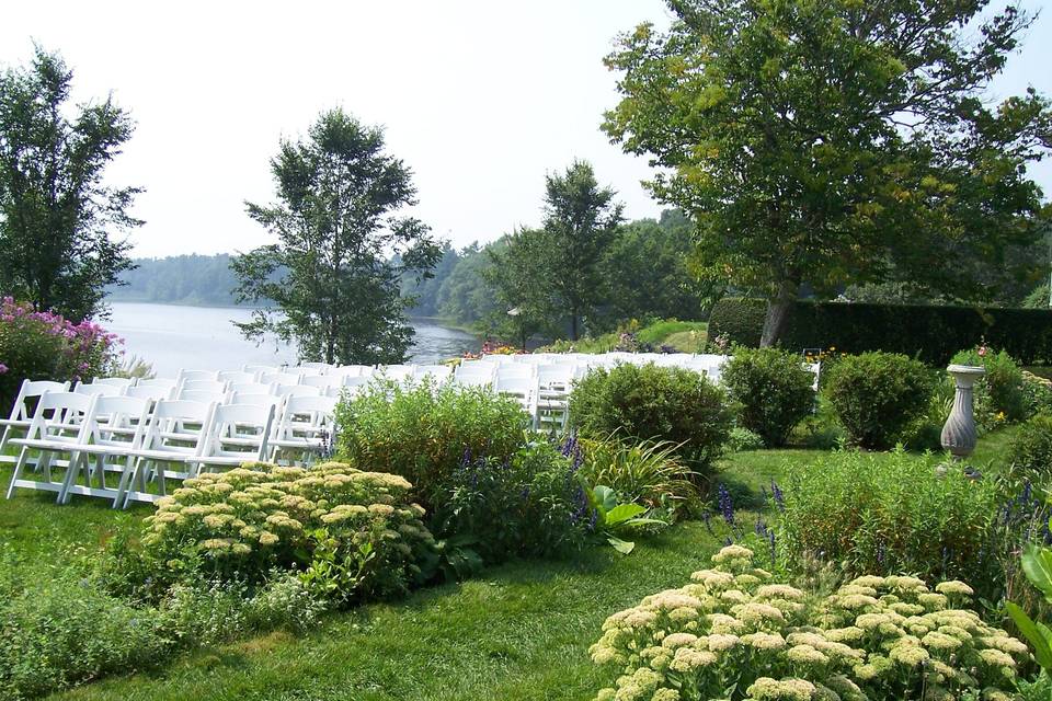 Outdoor wedding venue setup