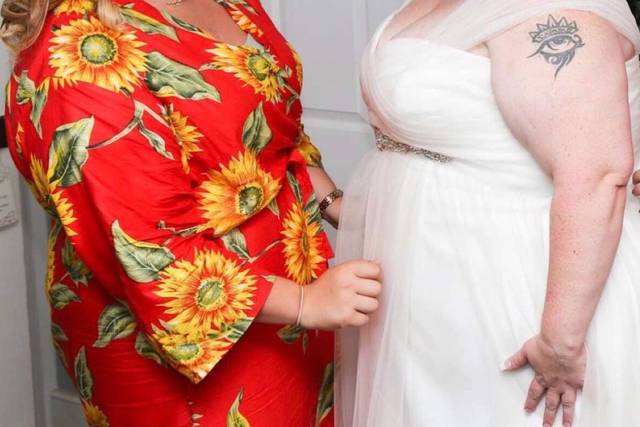 Bridesmaid and bride