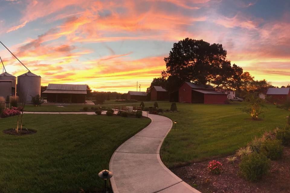 Sunset over the property