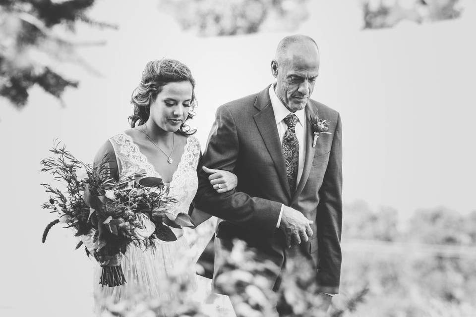 Black and white wedding photo