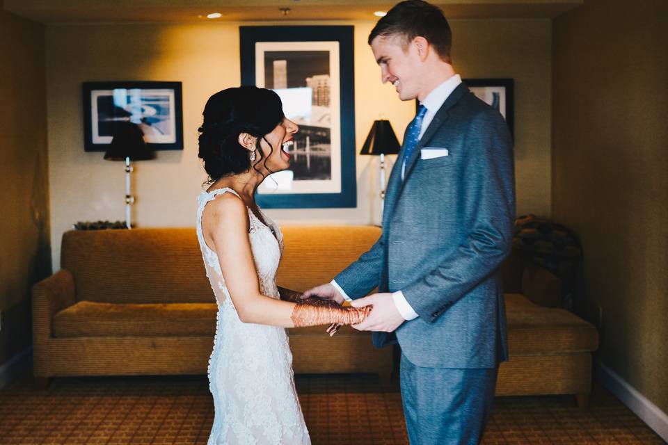 Smiling together before the ceremony