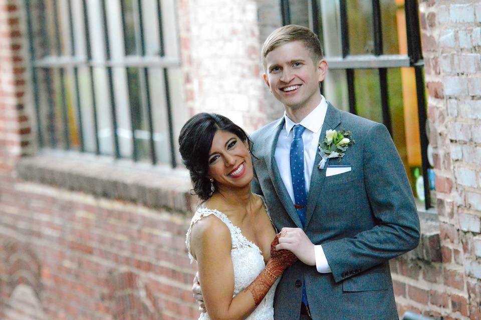 Couple posing before their ceremony