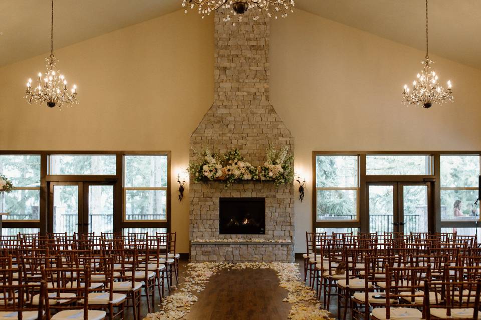 Bride & Groom at the Fireplace